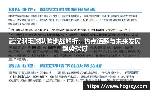 武汉羽毛球队阵地战解析：热点话题与未来发展趋势探讨